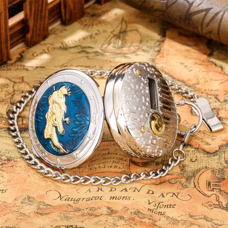 Mehrfarbige Krokodil-Taschenuhr mit Kette, Quarzwerk und Melodie aus dem Film „Castle in the Sky“ – Detail 5