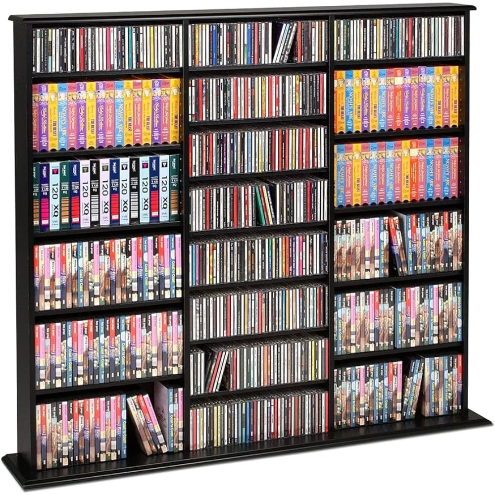 

Wall Shelves Furniture Black Cd Support for Vinyl Records Triple Width Wall Storage Cabinet Dvd Tower Shelf for Music Cds Cart