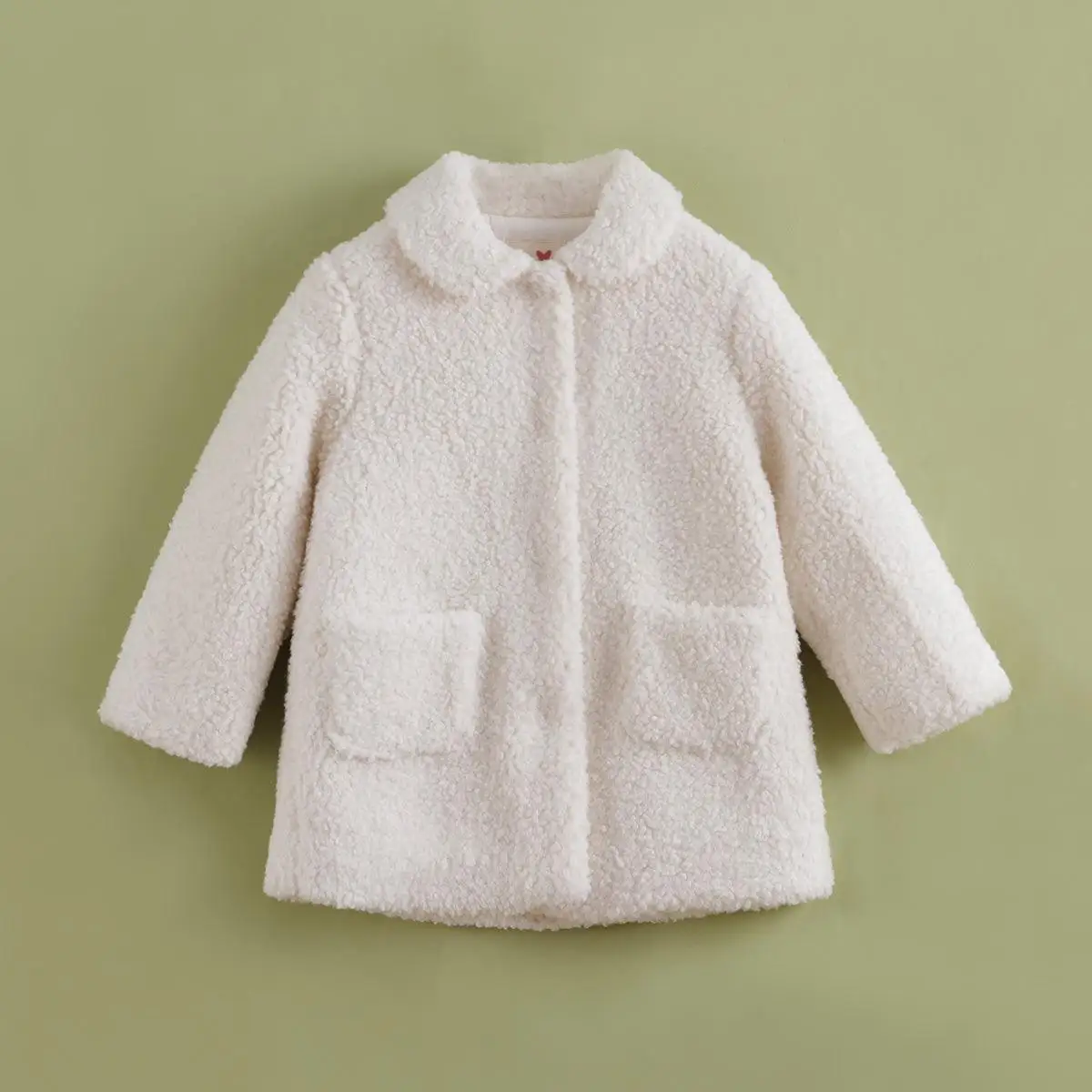 MARC&JANIE   Girls Spring Autumn Winter Faux Alpaca Mid-Length Cotton Coat Jacket 221723 French Series