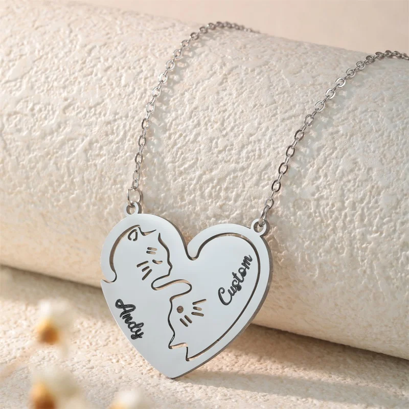 Custom Name Necklace for women Heart pendant Stainless Steel jewelry Women Men Chain choker collar Personalised Mothers day gift