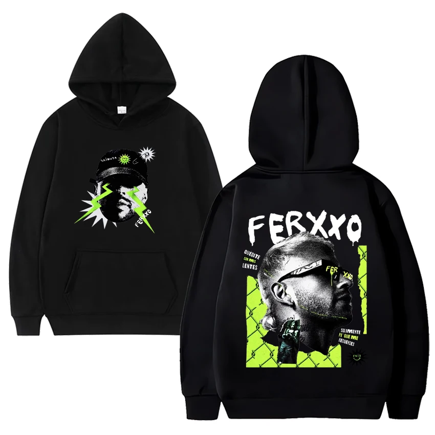 Hot Rapper Feid Ferxxo Tour Hoodie Casual Vintage Hoodie Men Women Y2k Double Sided Printed pullovers Fashion Casual Sweatshirts