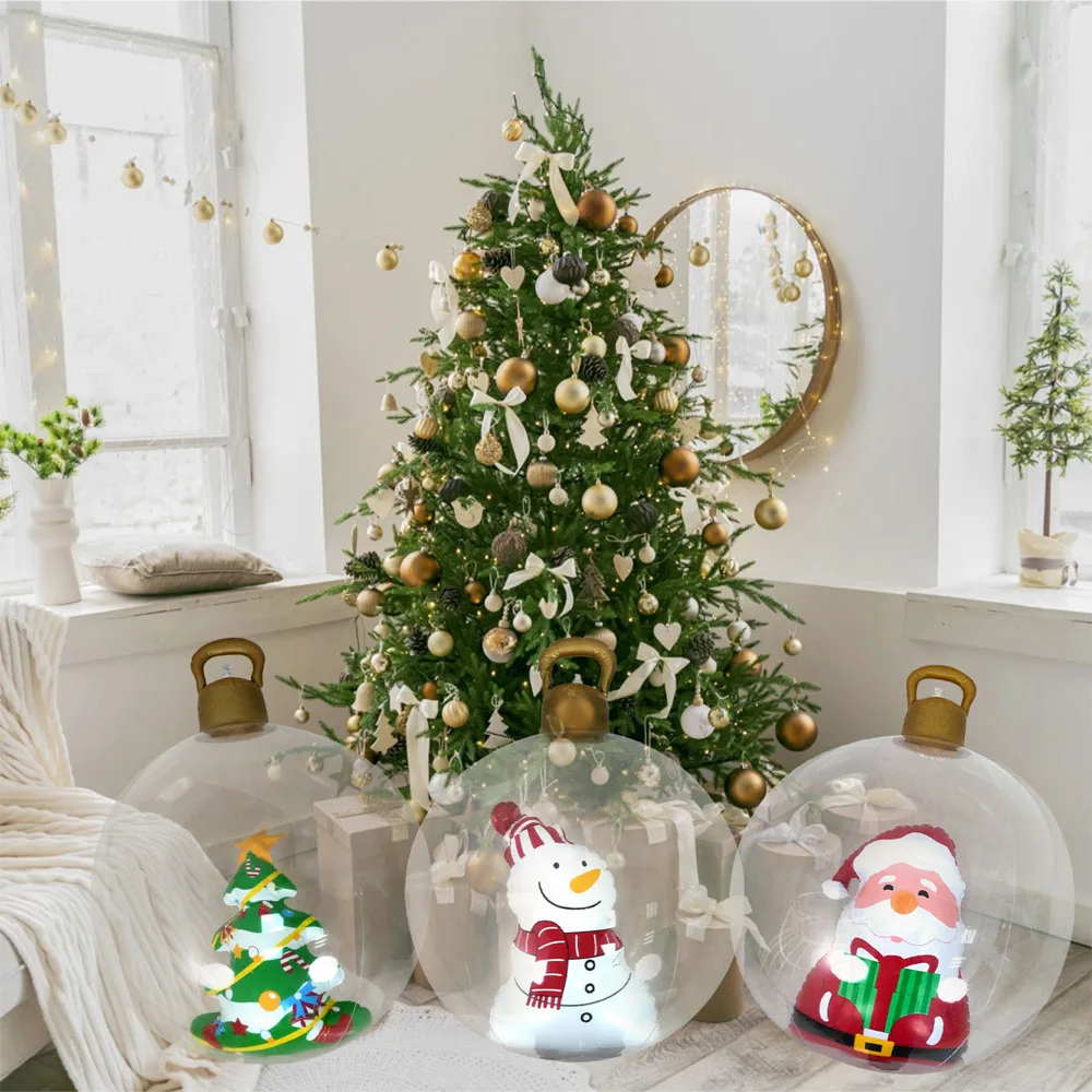 Aufblasbare Weihnachts-Schneekugel-Dekoration, Klare Transparente Ornament-Kugeln, Aufblasbare Weihnachtsdekoration für Innen- und Außenbereich Feiertagsparty