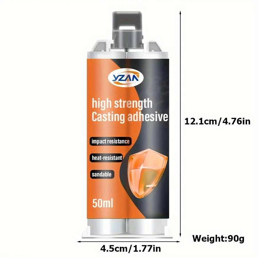 Metal Repair Glue Paste High Temperature 2 In1 Industrial AB Caster Glue High Strength Bonding Sealant Strong Casting Welding 50ML Includes mixing tools.
