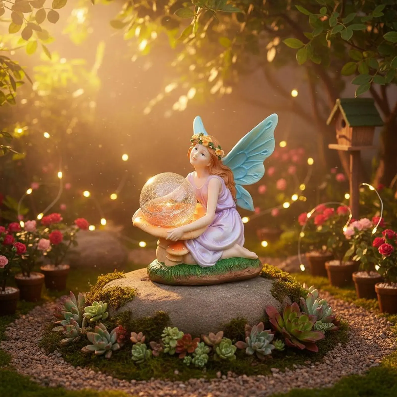 

Solar Angel Statue Rechargeable Battery Solar Fairy Statue Fairy Garden Figurine Weather Resistant Angel Garden Ornament