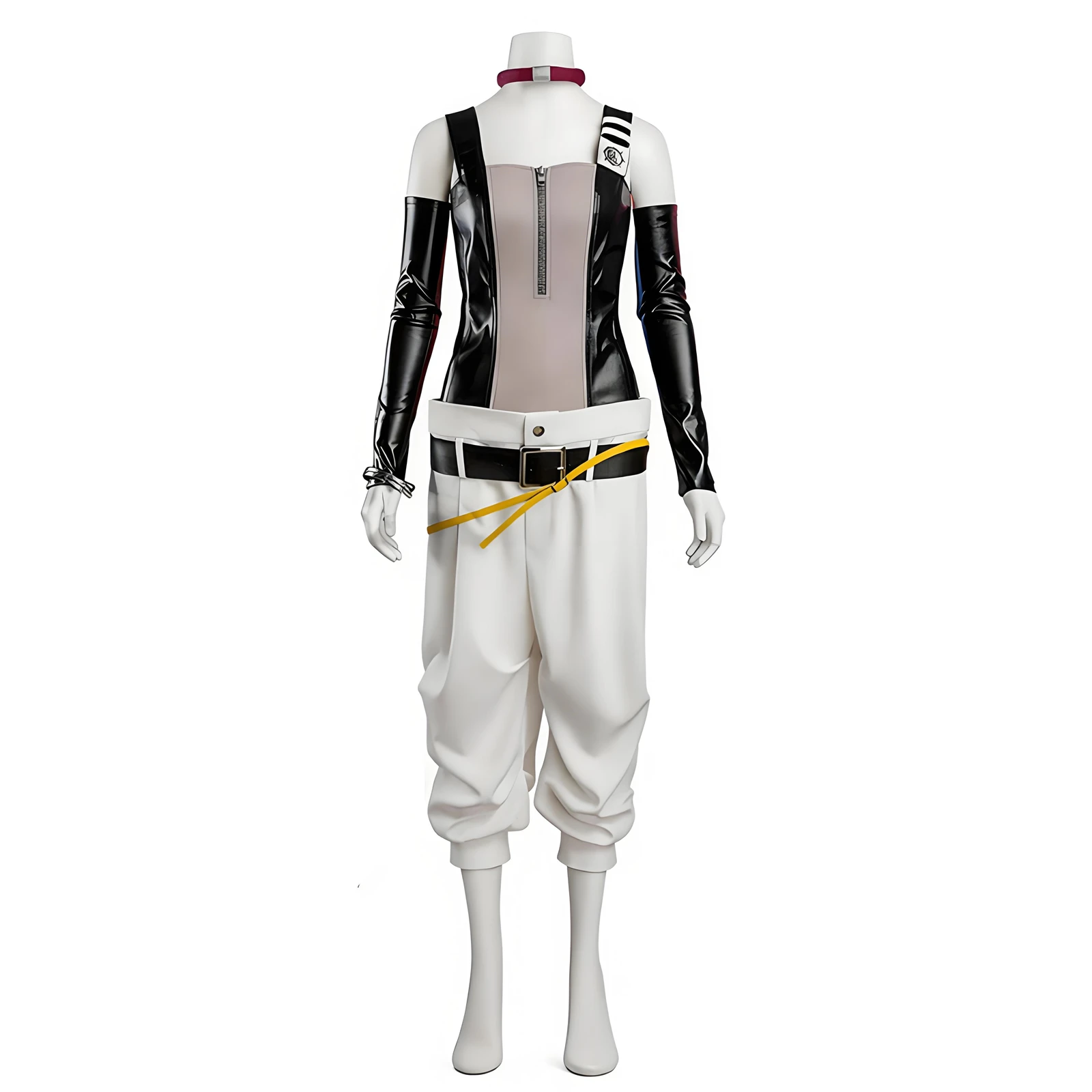 

Semiu Grier Cosplay Costume Anime Girl Tight Camisole Leather Jacket Loose Pants Set with Accessories Halloween Party Uniform