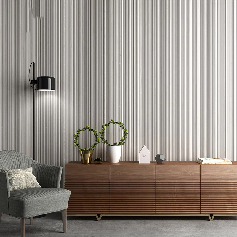 Abstract Grey Brown Geometric Vertical Stripes Wallpaper Modern Wall Papers for Bedroom Living Room Hotel Tea Room Home Decor