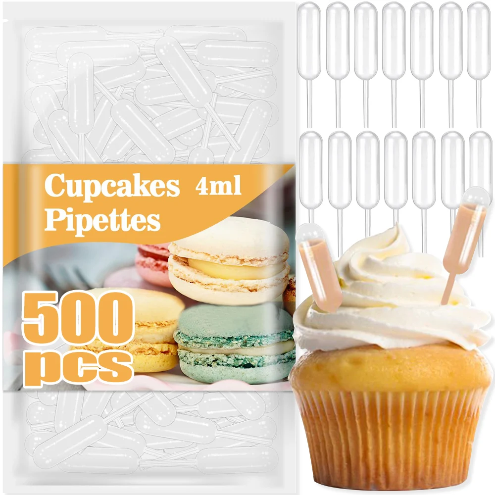 ミニプラスチックスポイトボトル、液体絞りピペット、ジャム、カップケーキ、ソース、ベーキング、デザートツール、500個、50個