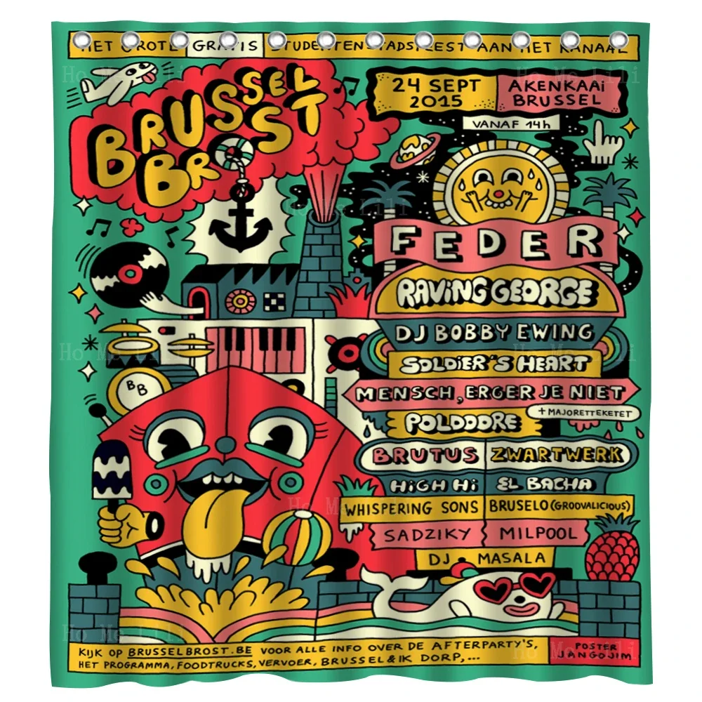 Brussels Lollapalooza Green Creative Music Festival Concert Tour Event Poster Shower Curtain By Ho Me Lili For Bathroom Decor