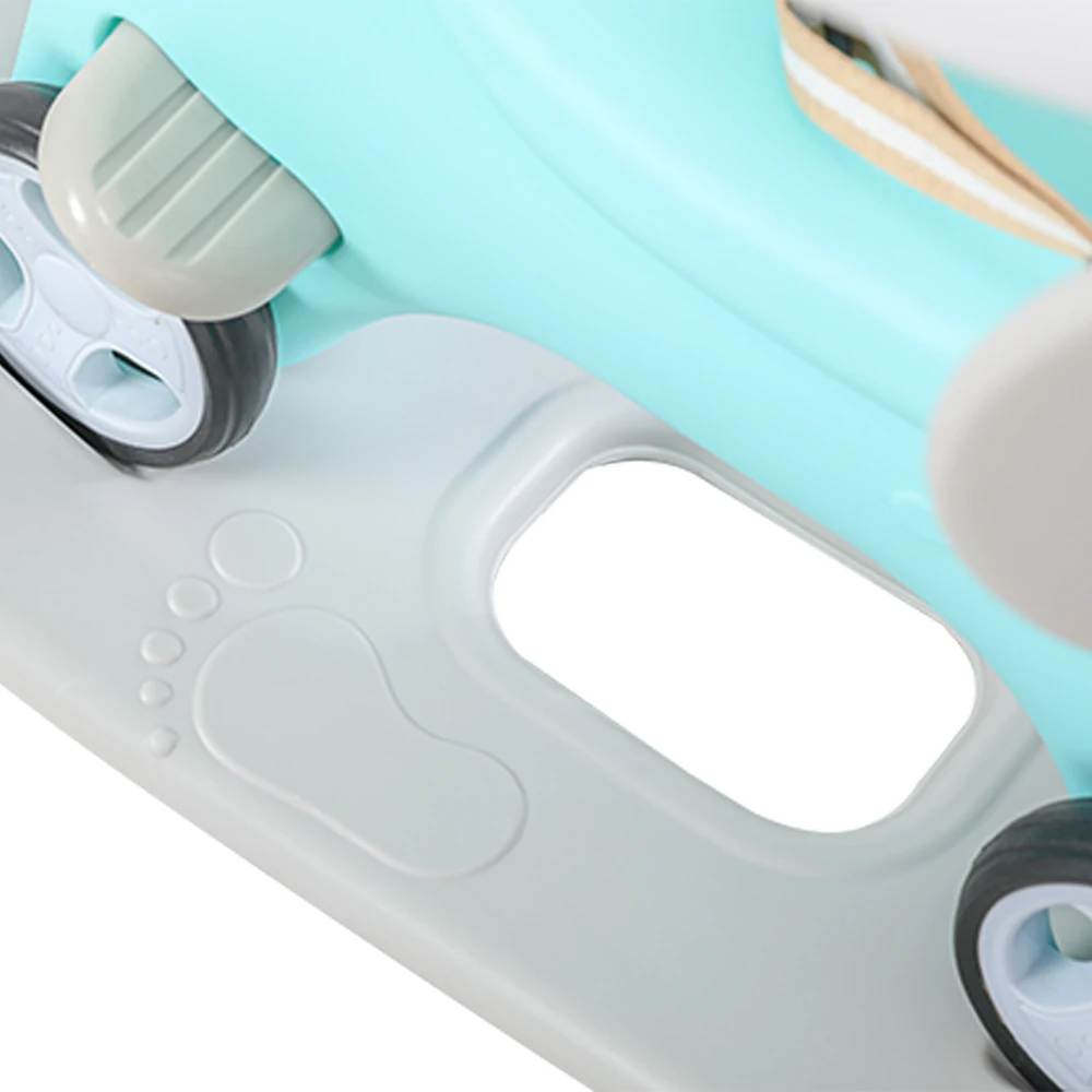 Cavalo de balanço de unicórnio azul: passeio de equilíbrio para crianças com alça e encosto - brinquedo infantil