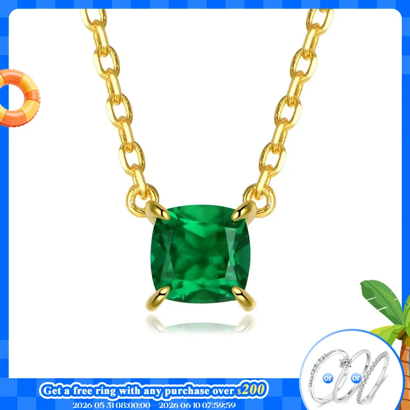 

ATTAGEMS Vintage 100% 925 Sterling Silver Moissanite Diamond Emerald Gemstone Diamonds Pendant Necklace Fine Jewelry Wholesale