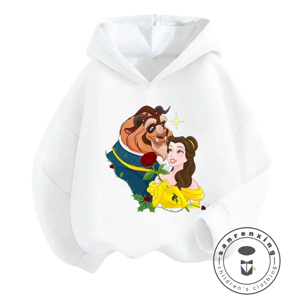 New Disney Collection Cute Beauty and the Beast Cartoon Print Sweatshirts for Boys Girls Fashion Winter Wear Cozy Casual Tops