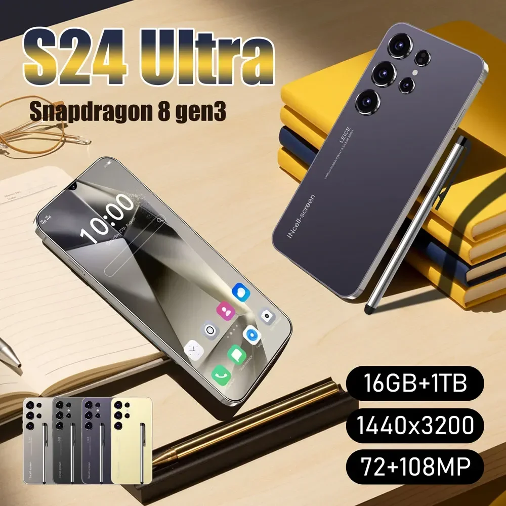 Original S24 Ultra Smartphone 7.0 HD 5G 16G+1T Android 14 Cell Phone Dual Sim Face Unlocked Mobile Phone High-end Cellphones