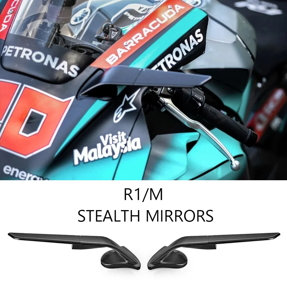 

For Yamaha R1 R1M 2020-2024 Rearview Mirrors ports Winglets Mirror Kit Adjustable Rearview Mirrors Stealth Mirrors