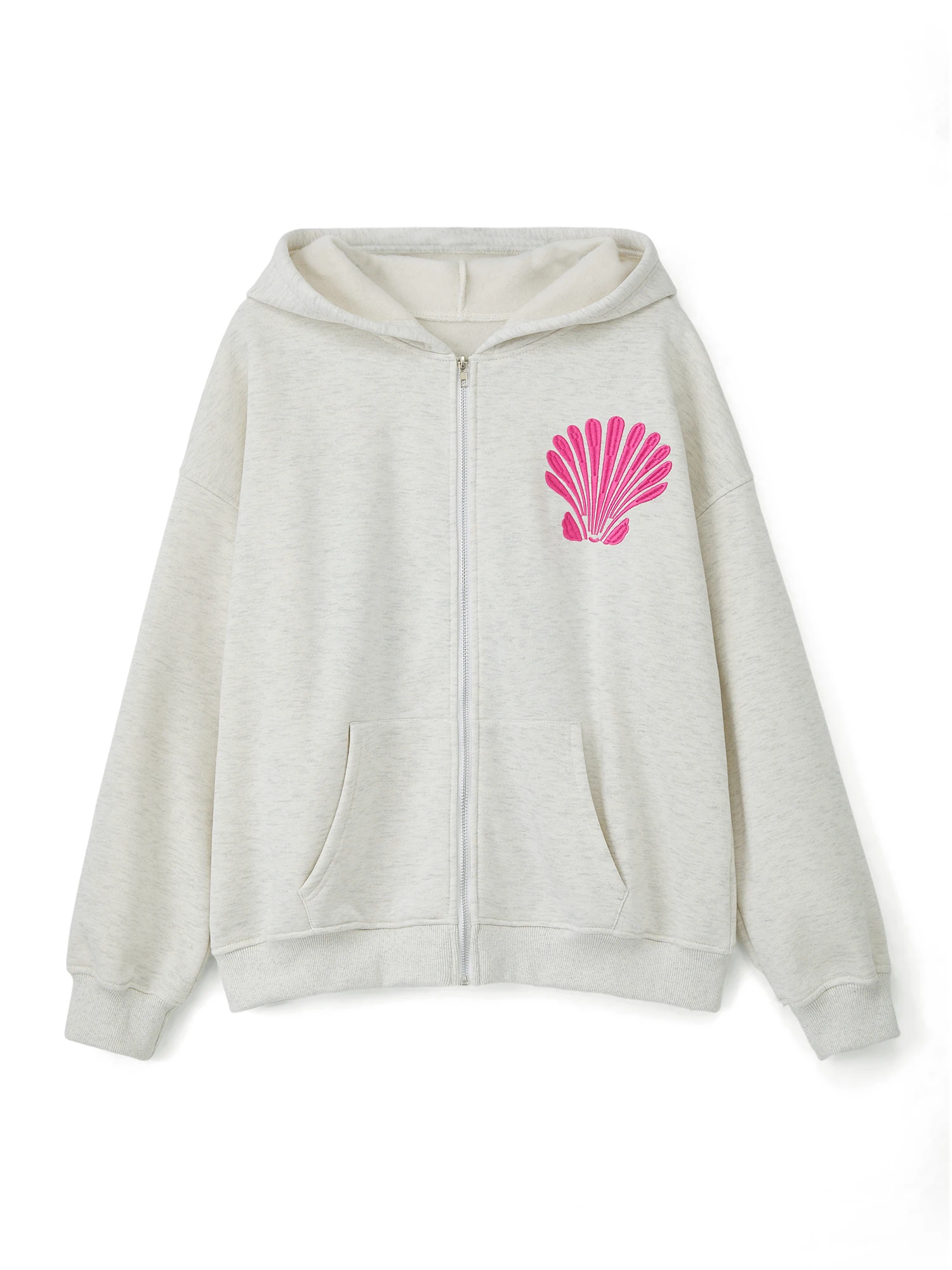 Lässiger Langarm-Pullover-Hoodie für Damen mit Blumenstickerei und Kapuze mit Kordelzug – modisches Sweatshirt für Frühling und Herbst