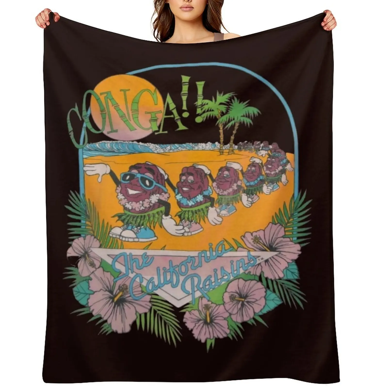 

80s California Raisins Conga Vacation Throw Blanket Decorative Sofas Sofa Throw Bed covers Soft Big Blankets