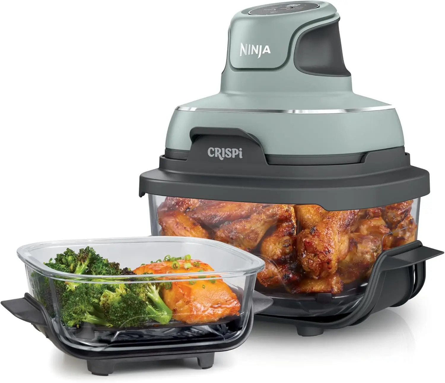 

4-in-1 Glass Air Fryer with 450°F Heat, Non-Toxic Design, and Microwave-Safe Containers for Crispy Meals