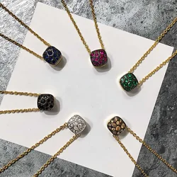 Honeycomb Pendant Necklace Candy Style 6 of Color Zircon Crystal Pendants Necklace for Women Fashion Jewelry Gift