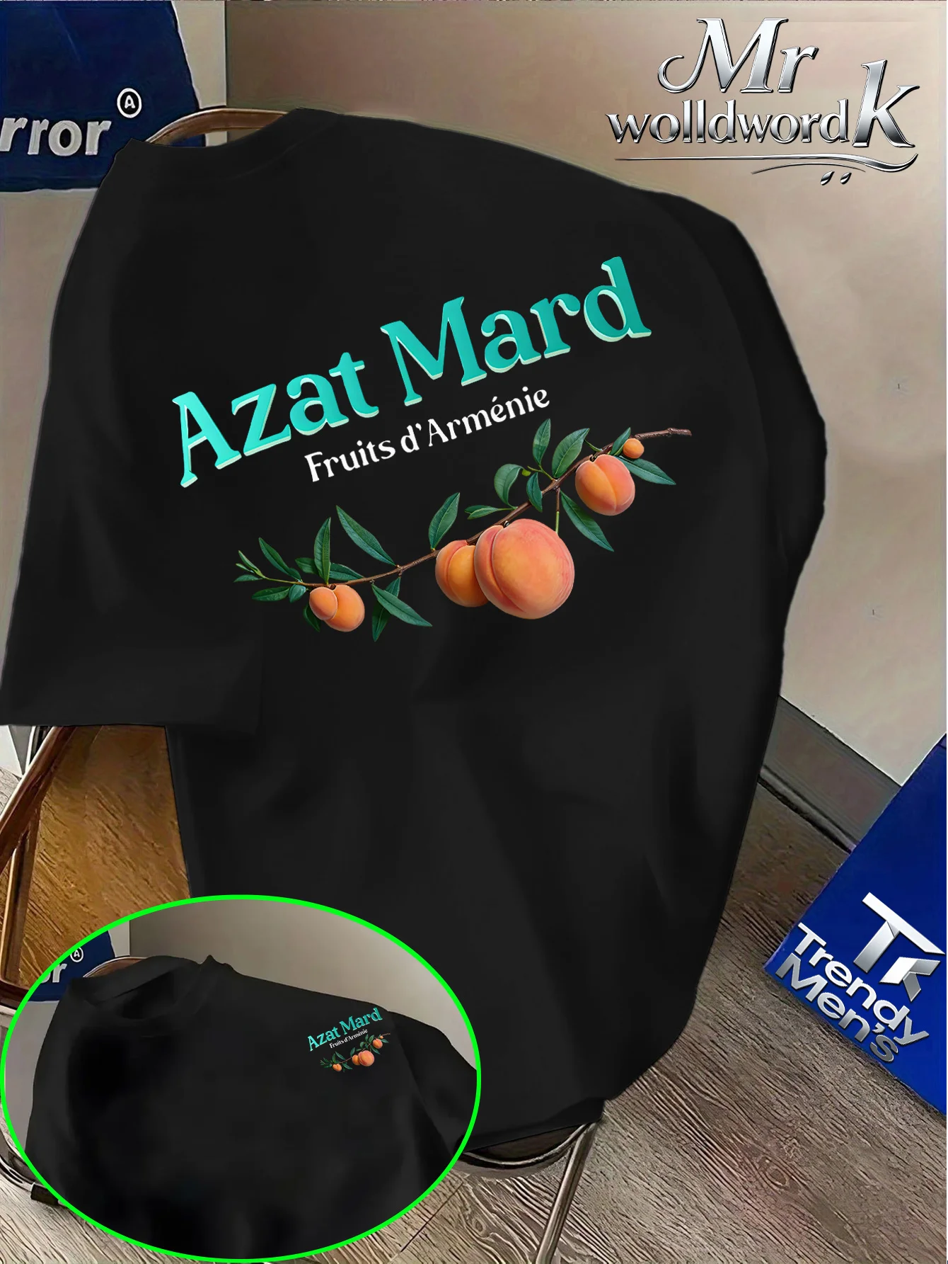 Image of Hochwertiges Herren-Sommer-T-Shirt aus Baumwolle im amerikanischen Stil, locker geschnitten, im Street-Style mit einzigartigem Persönlichkeitsdesign und kurzen Ärmeln.
