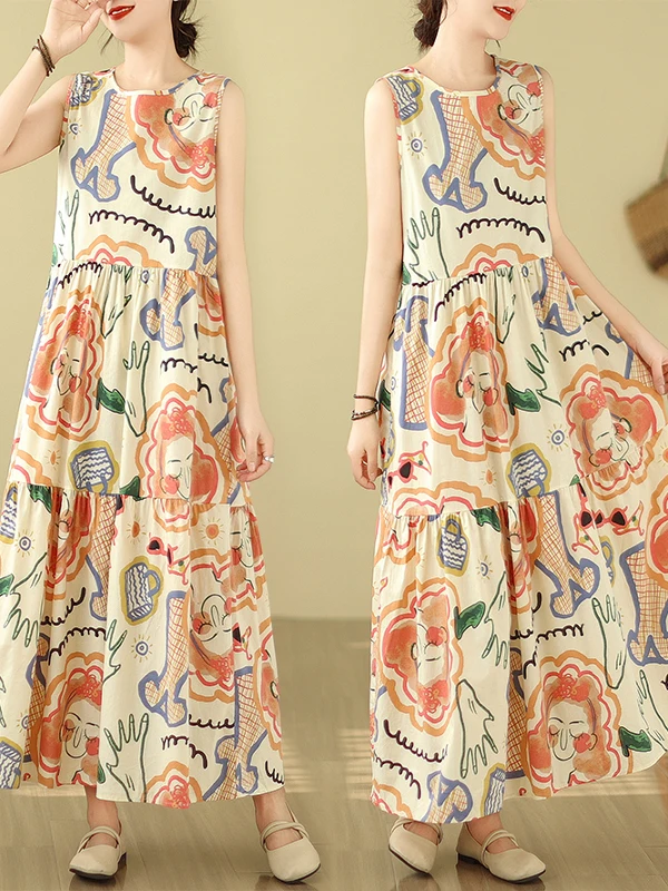 Gilet lungo con stampa Dr Svel da donna taglie forti estive Sle Dr Gonna a trapezio a vita alta con motivo floreale rotondo Ne Dr