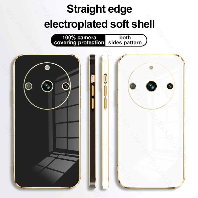 Realmi 11 Pro Plus чехол Роскошная квадратная Золотая рамка задняя крышка для Realme11 Realmi 11 Pro + силиконовый ударопрочный чехол для камеры