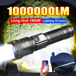 1000000LM Super Bright Flashlight Long Range LED Torch Light Waterproof Outdoor Flashlights For Hunting Camping Fishing Rescue