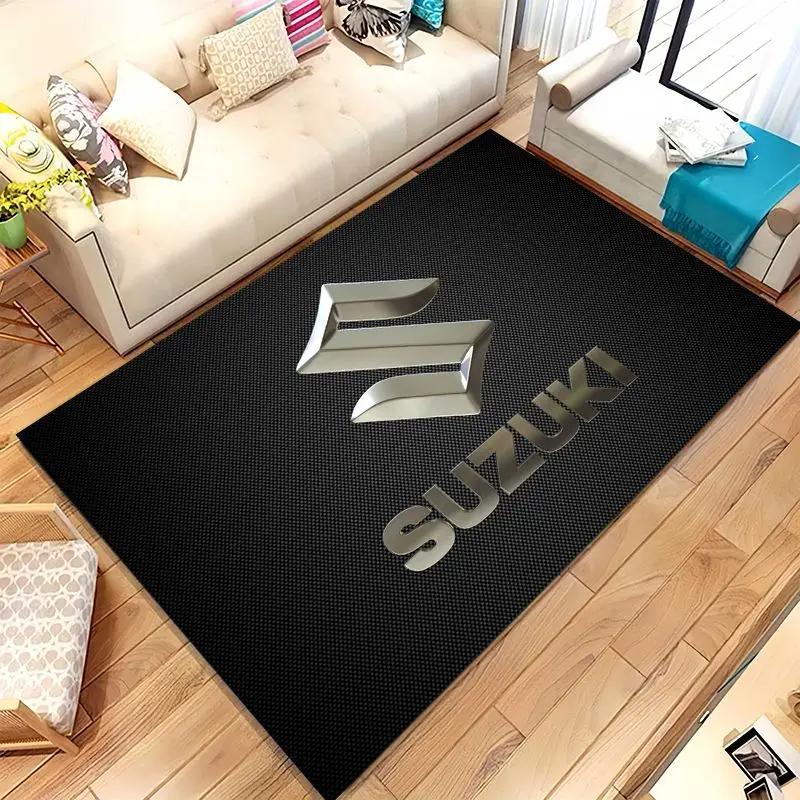 Vintage S-Suzuki Racing Car Soft Non-Slip Area Rug for Living Room,Bedroom Playroom Carpet Mat for Sofa,Moto Home Decor Gift
