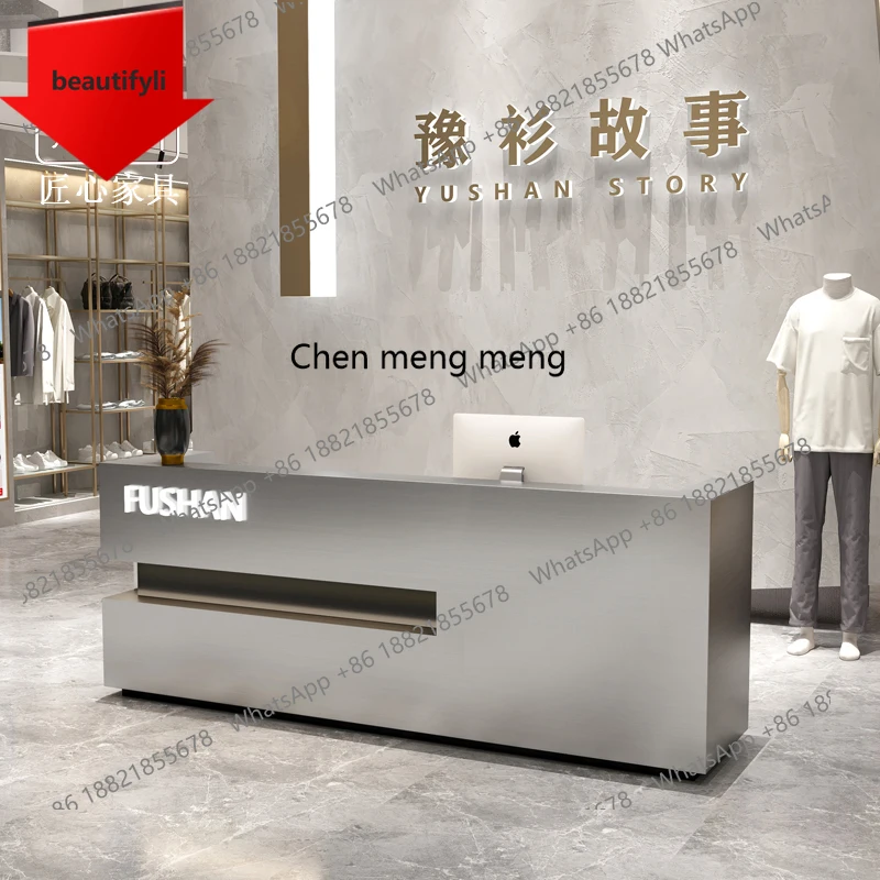 

M07 Простая касса из нержавеющей стали Современный магазин одежды Маленькая стойка Ресторан Стойка регистрации