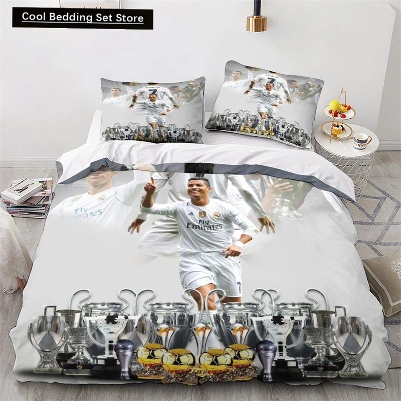 

2/3 Pcs Duvet Cover Set Ronaldo Idol Football Star 3D Printed Quilt Cover for Teens Kids Boys Girls Soft Bed Cover with Zipper