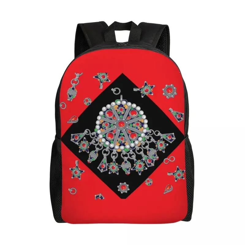 Customized Kabyle Jewelry Backpack Men Women Casual Bookbag for College School Amazigh Carpet Morocco Bags