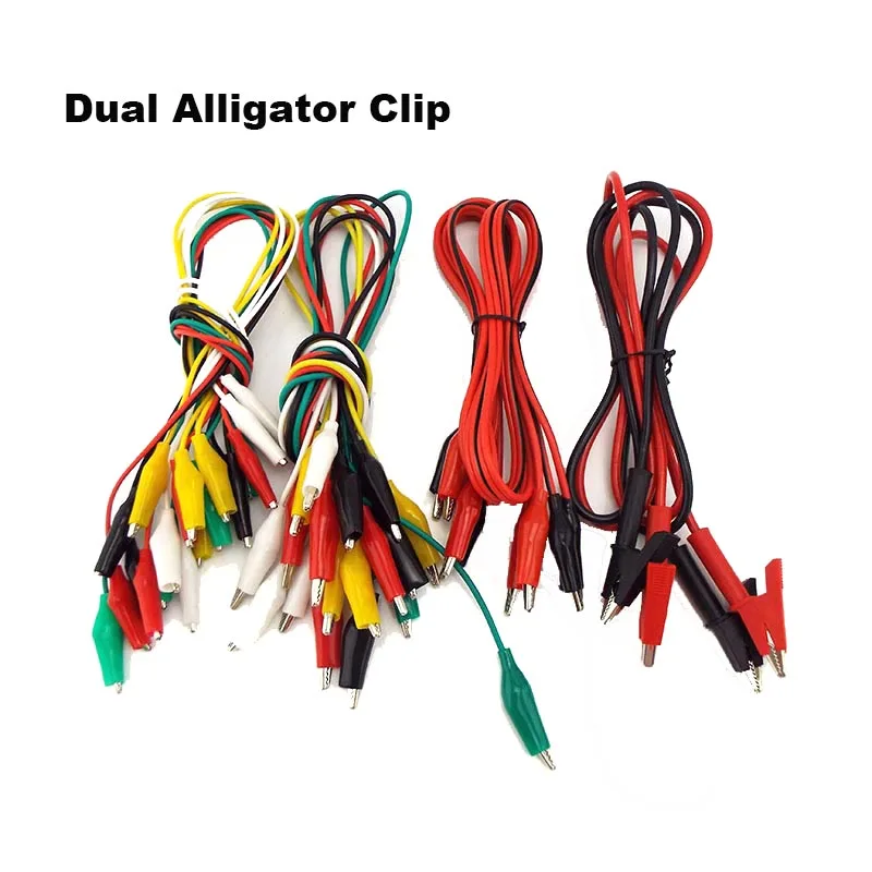 Dual Alligator Clip Connector Test Hook Cable Connector Tester Probe for Multimeter Electrical DIY Test Lead Crocodile Clips F2