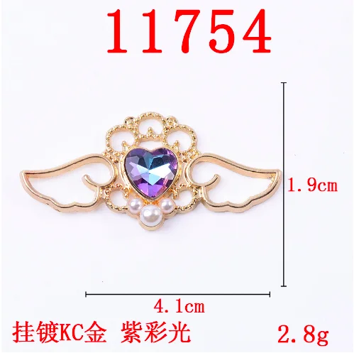 50pc Gold color New fashion Alloy Material Crystal Angel Wing Connector charm for DIY Necklace Handmade Jewelry Making Wholesale