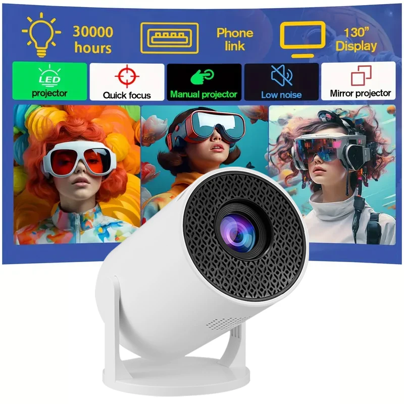 M5 New high-definition mini portable projector, rotatable,Wired Screen，suitable for meeting rooms, projector and other places