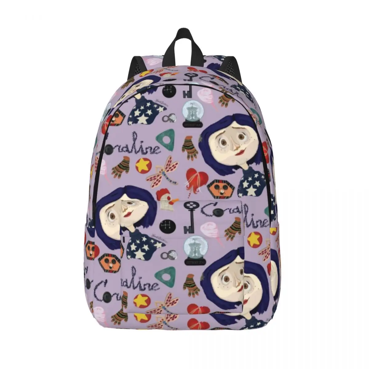 

Coraline Animated Movie Backpack for Boy Girl Kids Student School Bookbag Cartoon Plaid Canvas Daypack Kindergarten Primary Bag