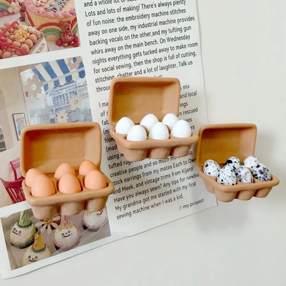 3pcs Mini Egg Box Fridge Magnet Cute Simulation Egg Refrigerator Magnetic Decoration Resin Food Model Kitchen Decor Magnet