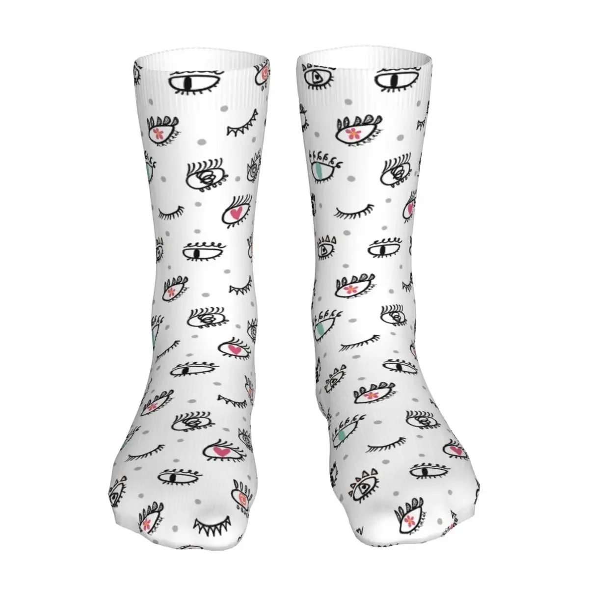 Socks Male Mens Women Casual Beauty Wink Eyelash Socks Evil Blue Eye Doodle Style Graphic Socks Spring Summer Autumn Winter