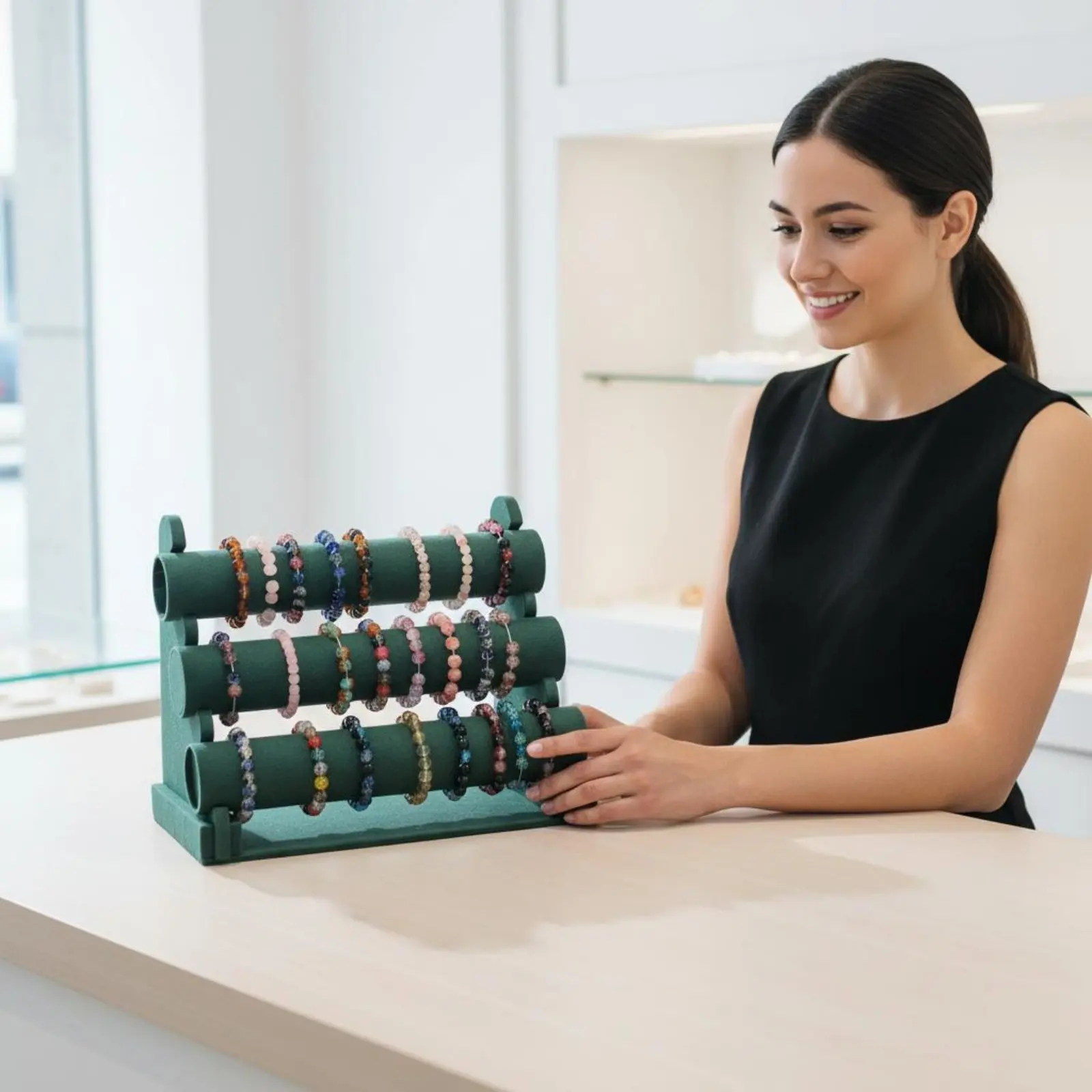 

3 Tier Bracelet Display Stand Multi-Functional Watch and Bracelet Holder Scrunchie Display Holder Sturdy Base for Retail Shop