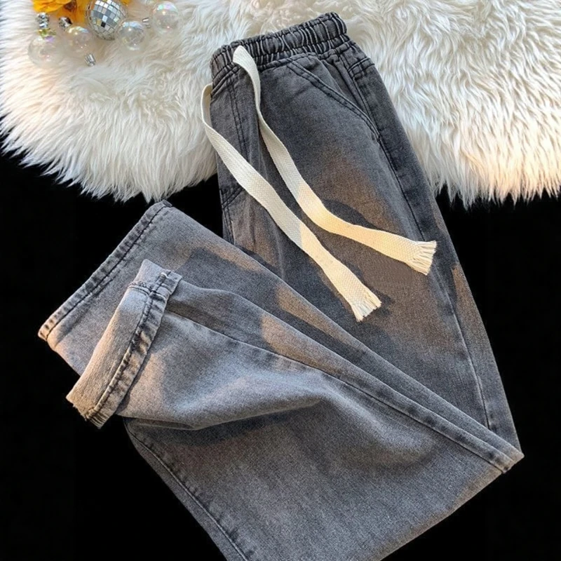 

Retro Straight Leg Men's Jeans Spring Loose American Versatile Waed out Wide Leg Long Trousers Trendy Brand Casual Cotton P...