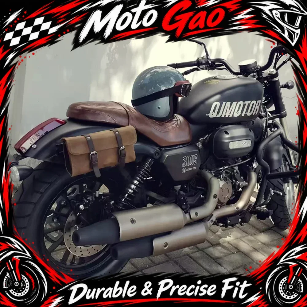 【Precise Fit】Side bag for QJMOTOR SRV300/350, Chinchilla Grey Stone 300 canvas, universal motorcycle headband bag.
