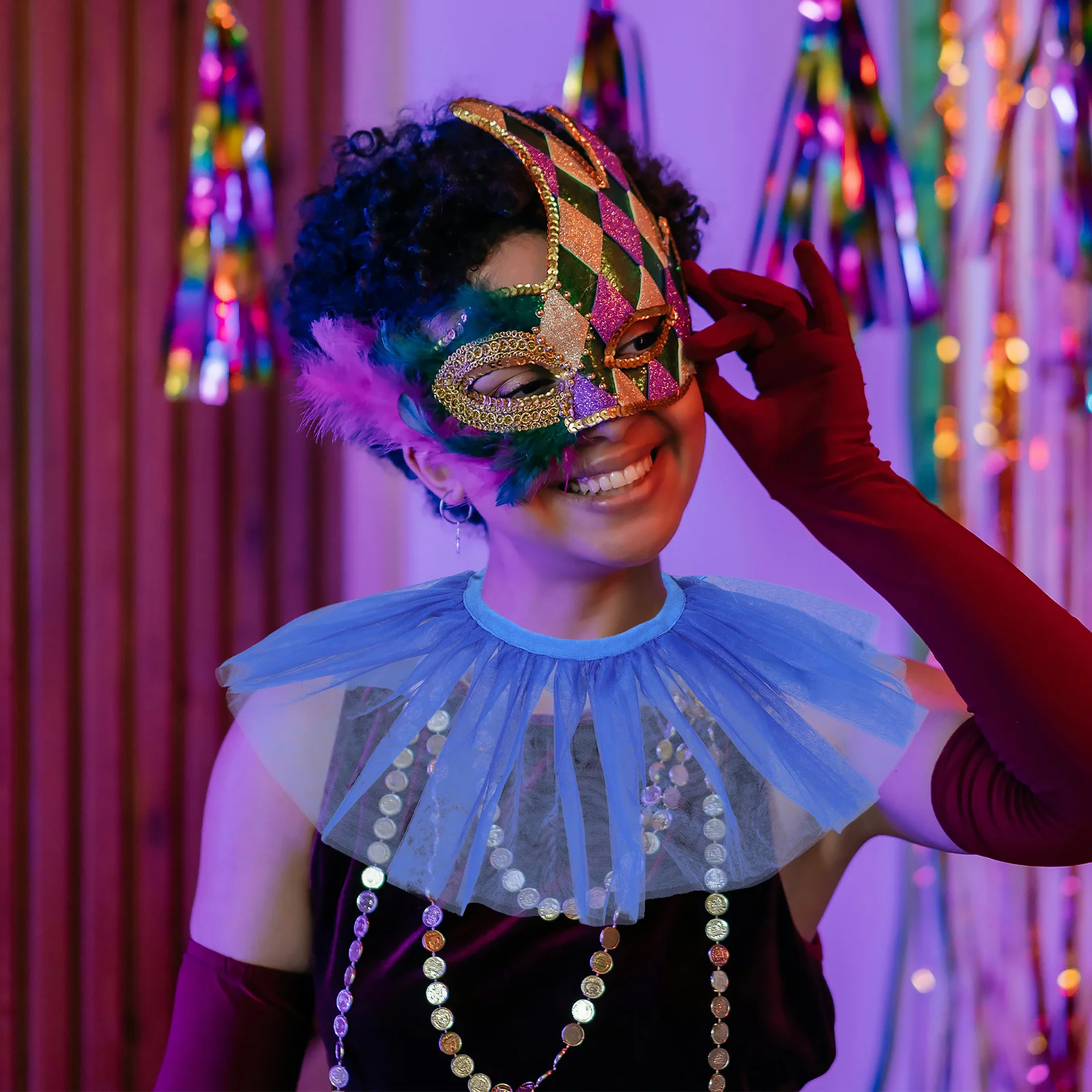 

Clown Ruffle Collar Multilayer Mesh Fake Collar for Women Costume Stage Performance Detachable Clown Neck Piece Cosplay Prop