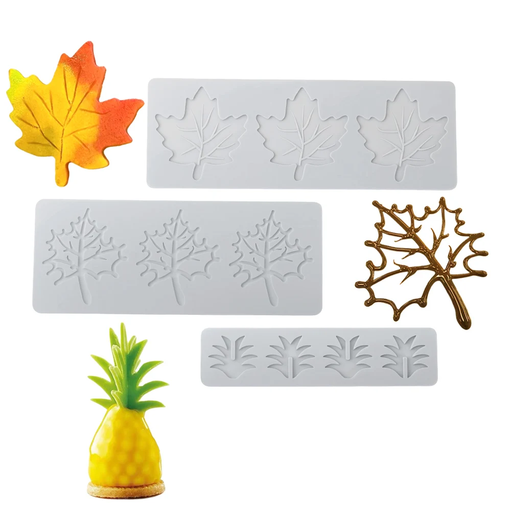 Blatt Vene und Ahornblatt Design Zucker Handwerk Silikon Pad Schokolade Fondant Formen Knusprige Chip Dekoration Silikon Spitzenmatte