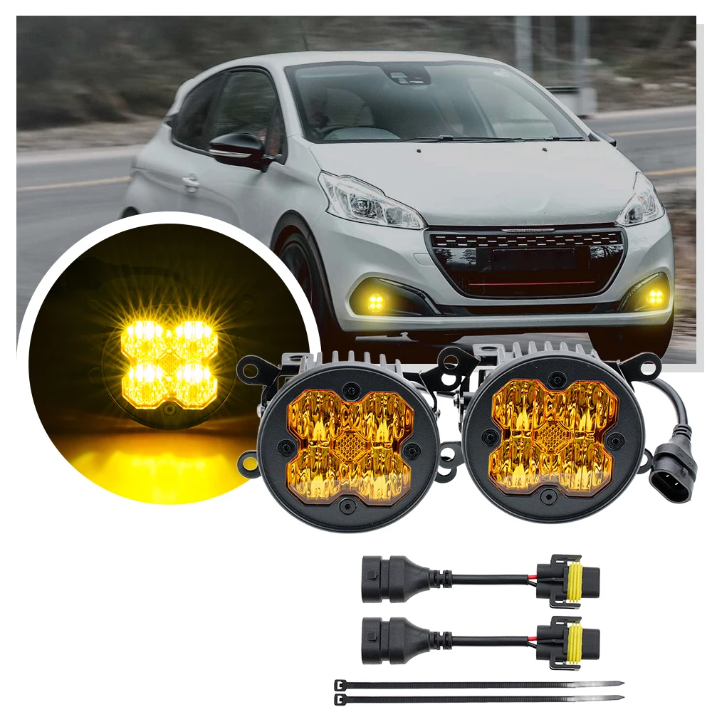 

Янтарные светодиодные противотуманные фары, супер яркие круглые внедорожные фары в сборе для Peugeot 108 208 I 2008 e-2008 307 308 300