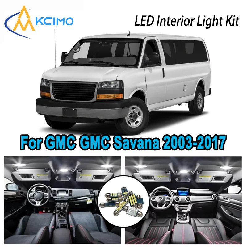 

Premium Bright LED Interior Light Kit for GMC GMC Savana 2003-2017 2004 2005 2006 Dome Map Trunk Car Lamps with Canbus No Error