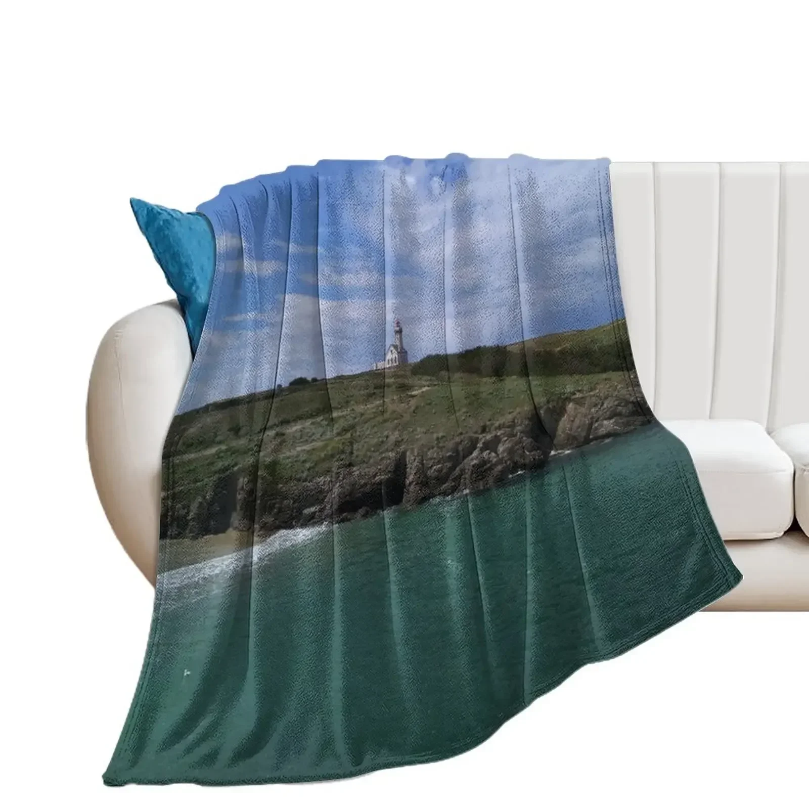 The lighthouse of the Poulains Belle-?le-en-Mer Throw Blanket Flannels Flannel Fabric Soft Travel Blankets