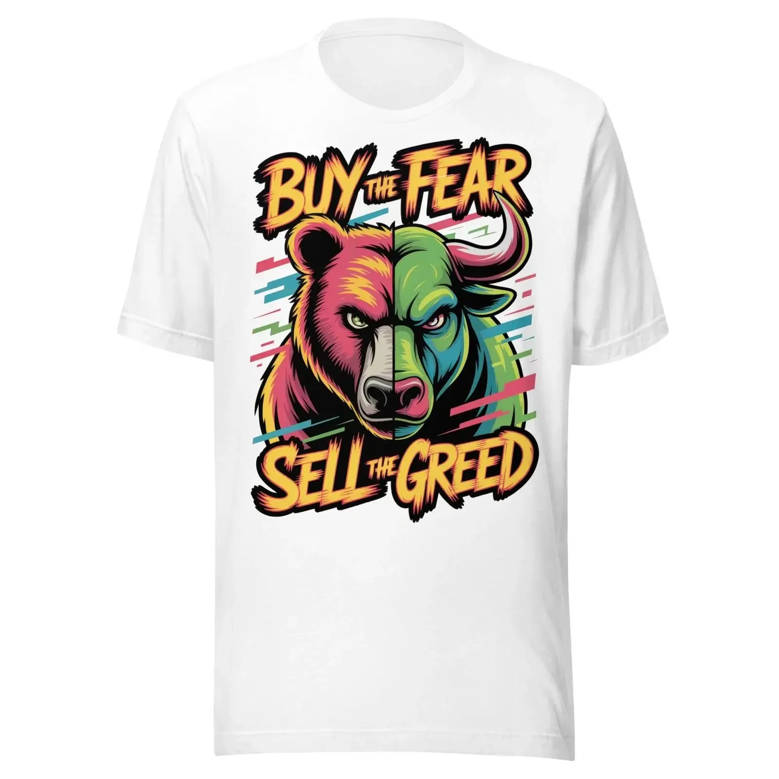 T-shirt vintage graphique délavé extensible et respirant pour le trading Forex, XRP, Bitcoin, Crypto, le trading journalier et les messages « Achetez la peur, vendez la cupidité »