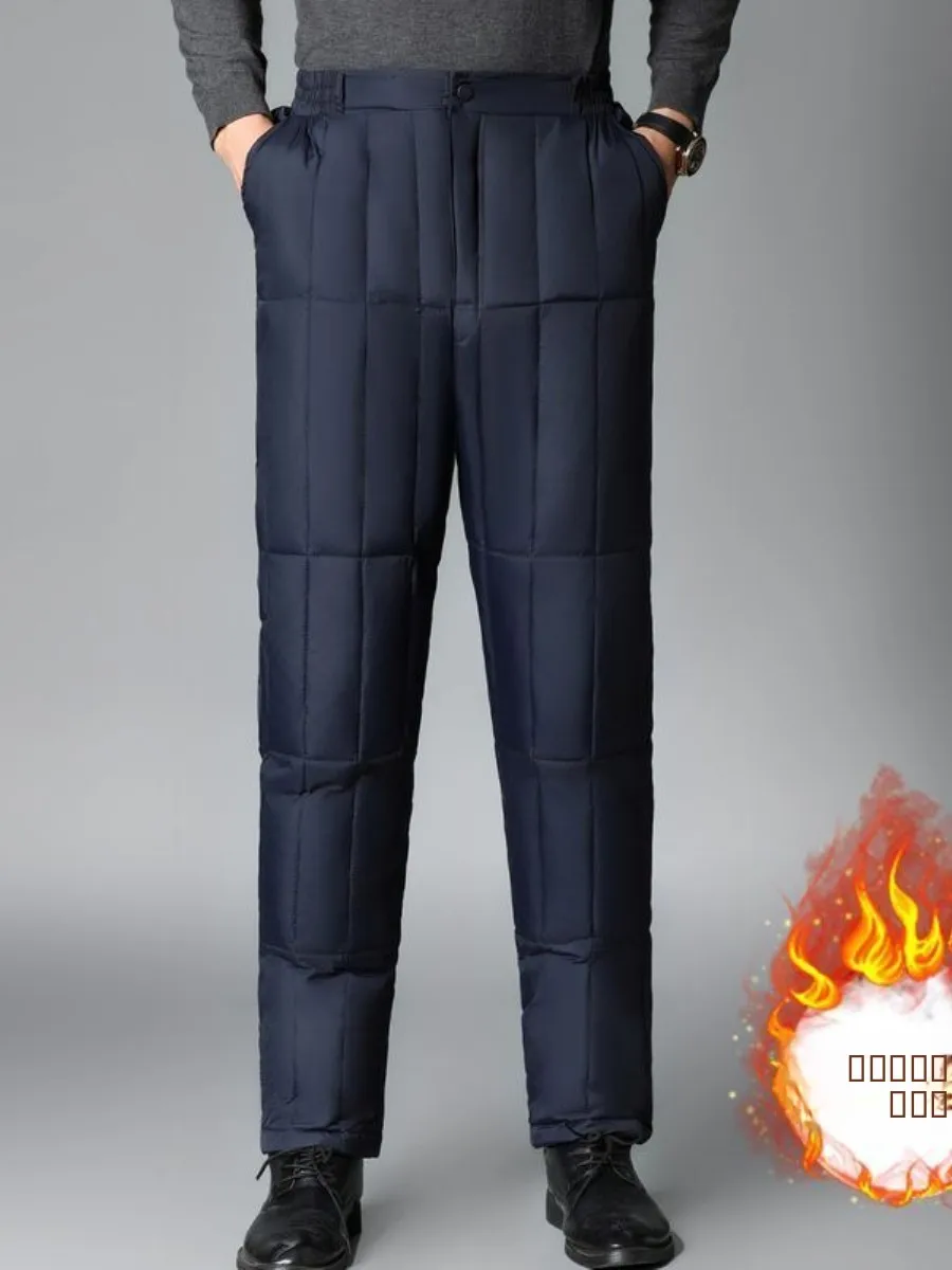 

Winter Thiened High Waist Men's down Pants Deep Crotch Large Size Inner Wear Warm Youth Faion Long Pants Other Material