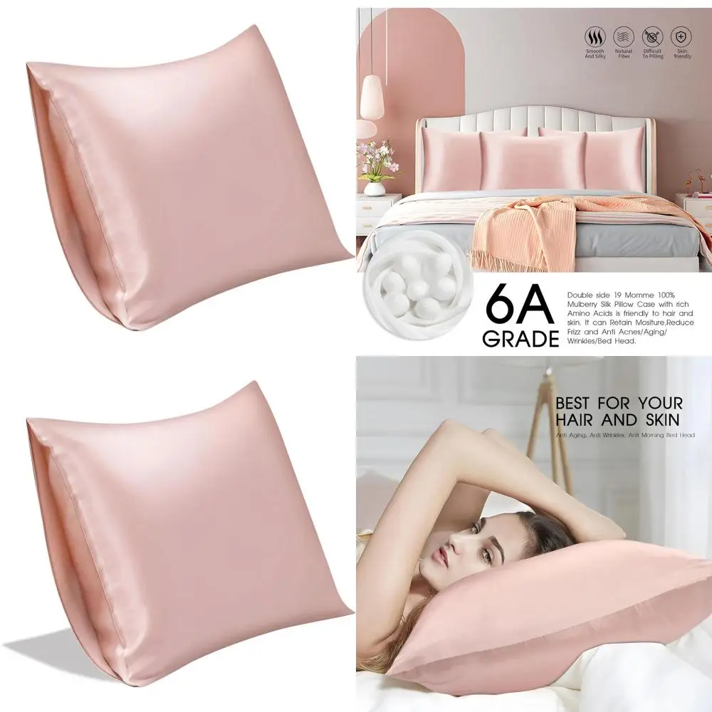 

Роскошная шелковая наволочка Momme 6A для ухода за волосами и кожей, большой размер Super King 20x36, светло-розовый