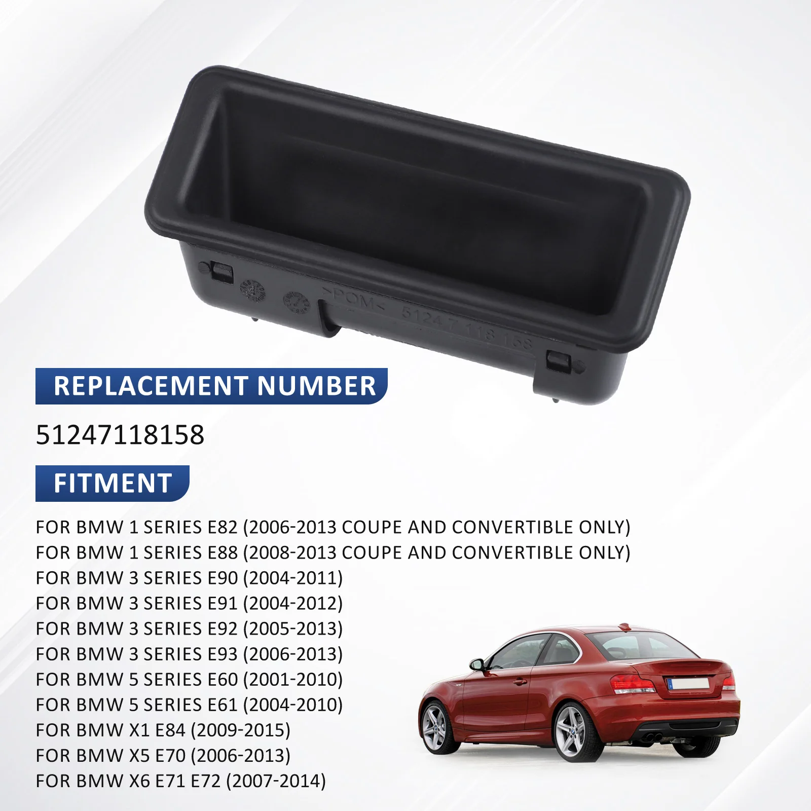 For BMW 1 3 5 X1 X5 X6 Series E82 E88 E90 E91 E92 E93 E60 E61 E84 E70 E71 51247118158 Car Rear Door Boot Switch Trunk Handle