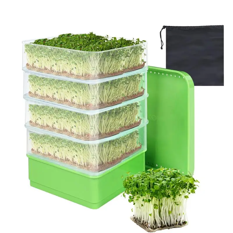 

Sprout Dish Growing Tray Hydroponic Vegetable Beans Seeding PotSquare Stackable Bean Sprouts Germination Kit Alfalfa Growth