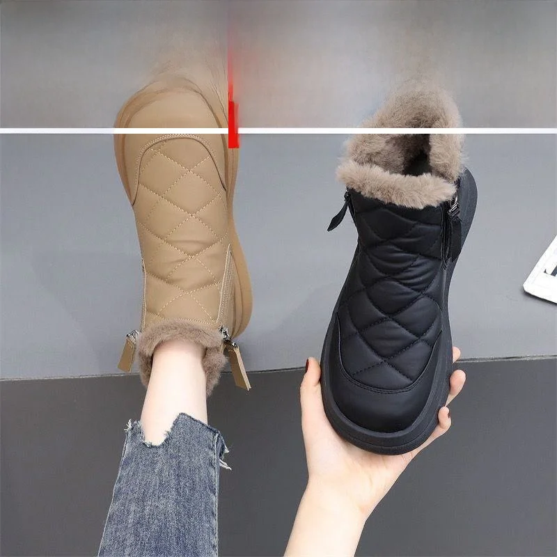 Fleece Lined High Top Snow Boots Women's Thick Bottom Anti-Slip Winter Fashion Casual Boots Warm Rubber Sole Booties