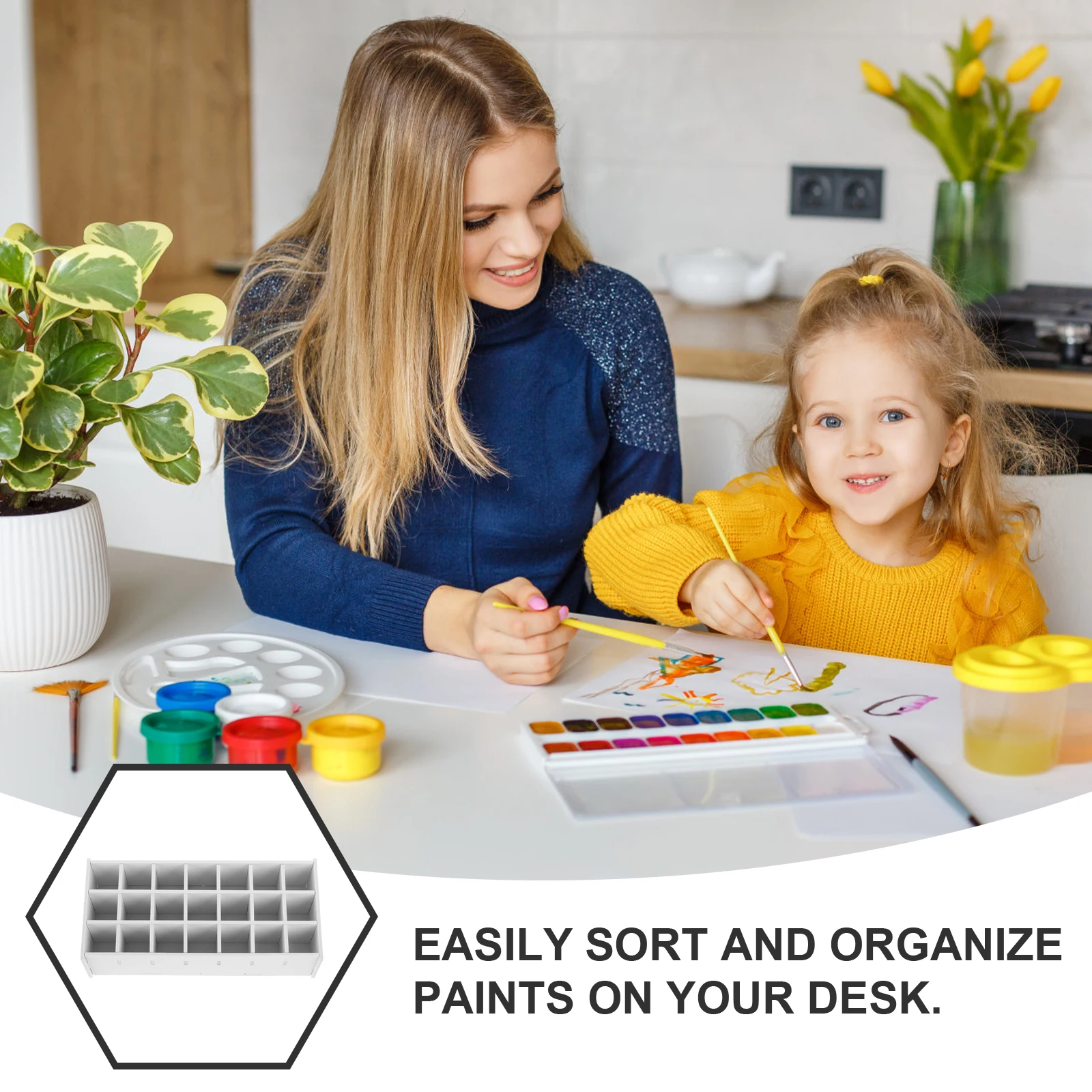 

Pigment Storage 21 Cells Paint Organizer Wooden Rack Wooden Paint Storage Rack Desktop Artists Tool Stand Watercolor Holder